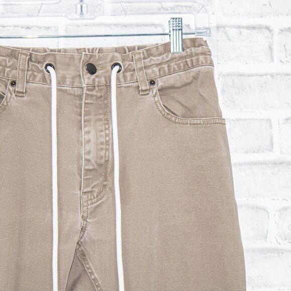 ONES STROKE Tokyo Jogger Pants Khaki Drawstring ankle zip Size Small - Picture 8 of 12